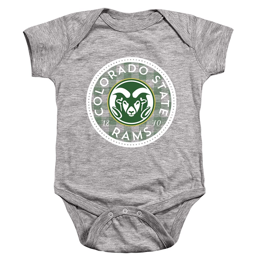 Colorado State University Official Plaid Badge Unisex Infant Snap Suit for Baby,Athletic Heather, 6 Months