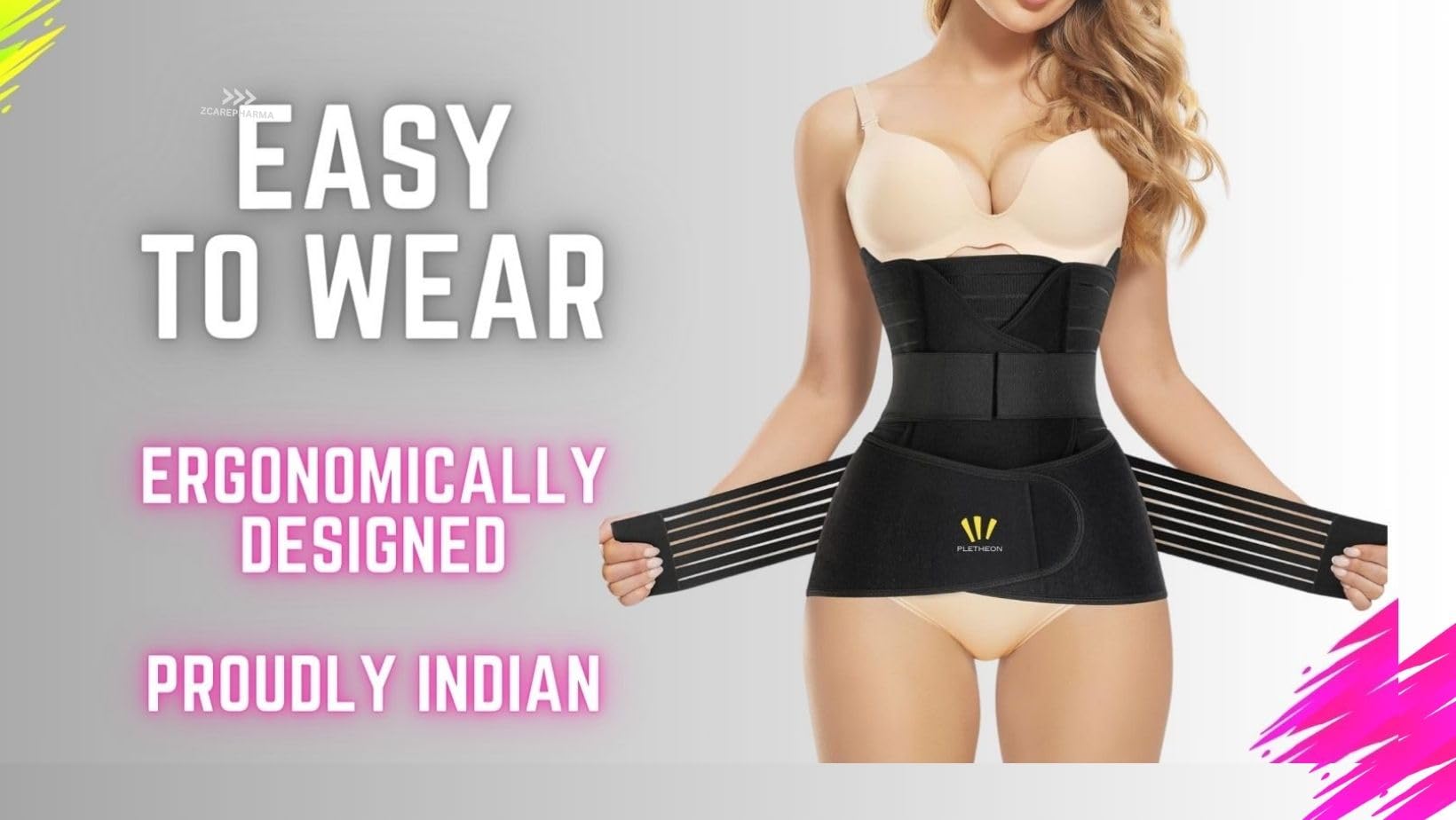 PLETHEON Post Pregnancy Belt for Belly, Waist & Pelvis Slimming Belt for After Delivery C-Section Abdomen Belt Postpartum Stomach Wrap Abdominal Belt (Free Size) (Black) - Image 4 thumbnail