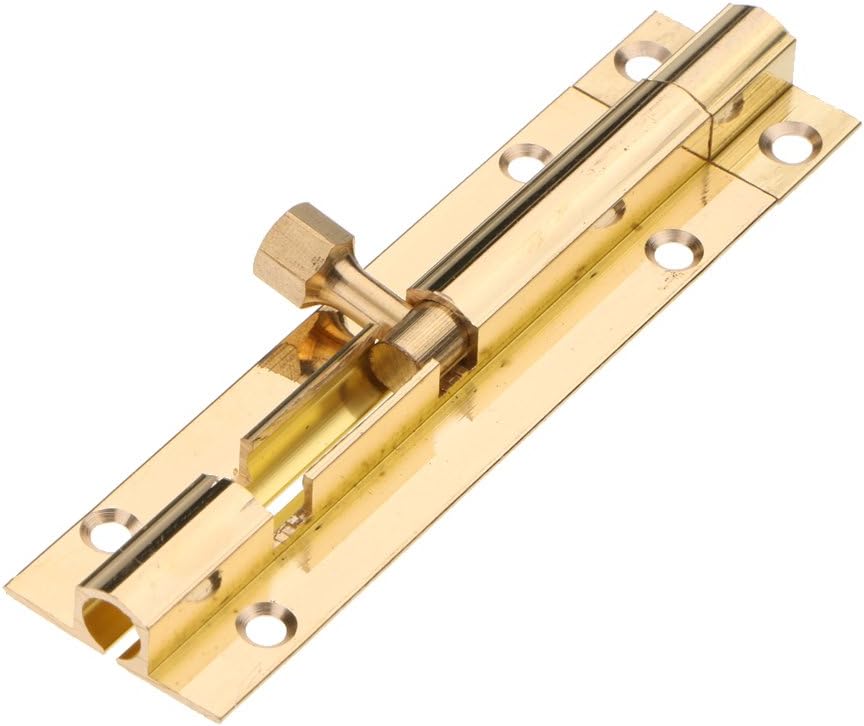 Sliding Door Lock, Bolt,2pcs Solid Brass Doors Latch Cupboard Window Security Locks(Gold,5inch)