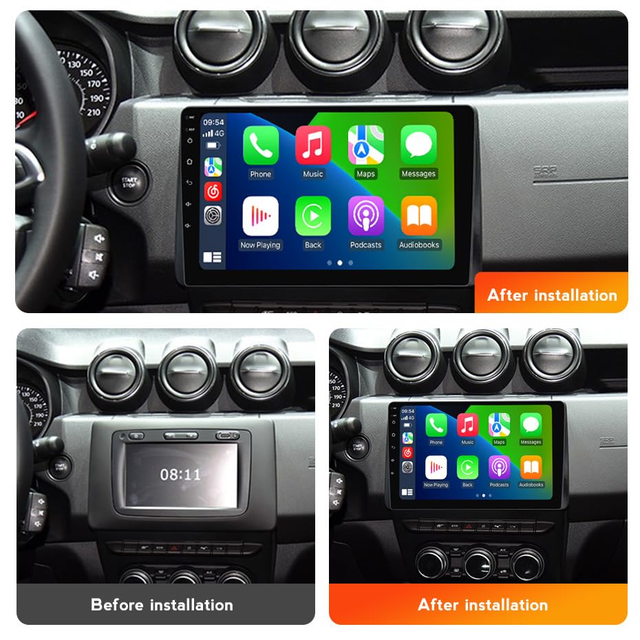 Radio voiture à écran QLED Android 14 avec navigation GPS pour Duster