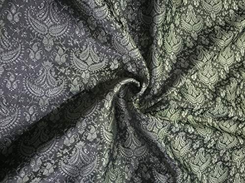 Tissu brocart de soie noir et gris pour costume de mariage et création