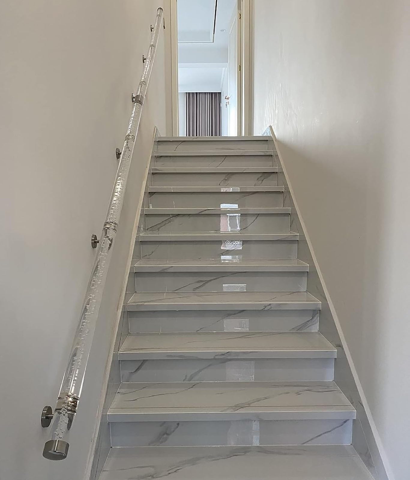 LWJSOCP Clear Acrylic Stair Handrail - Non-Slip Indoor Railing Available in 2ft to 20ft Lengths for Safety and Style - Durable Transparent Staircase Guardrail (12.5ft/380cm)
