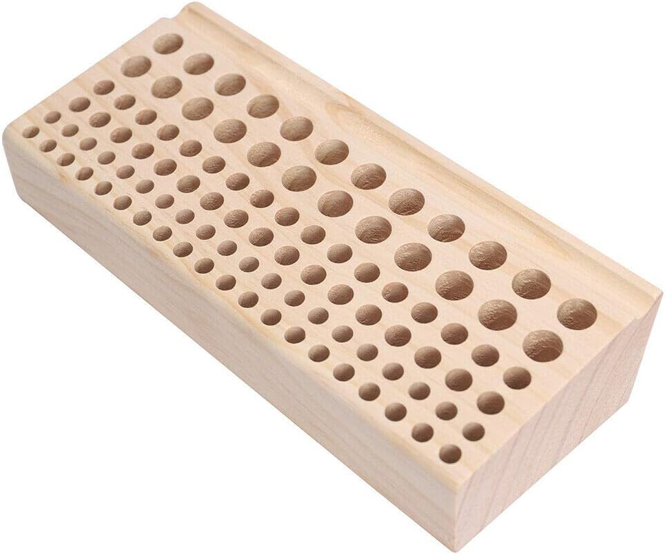 Eapmic Leather Puncher Holder, 98 Holes Wooden Leather Craft Tools Holder Organizer Leather Stamping Punching Tool Painting Brushes Storage Rack