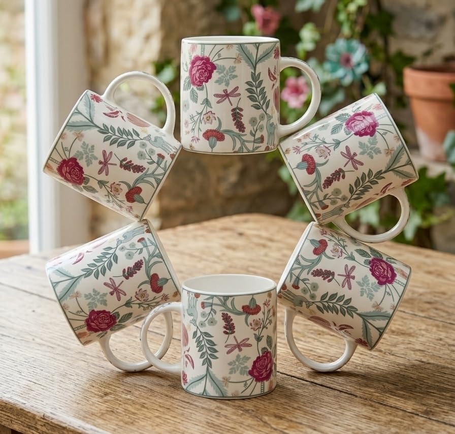 Image of Ceramic Tea /Coffee Mugs (Multi Color Mugs Set of 6)