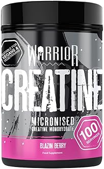 WarriorCreatine Monohydrate Powder – Micronised for Easy Mixing and Consumption – Proven to Improve Physical Performance/Recovery, 5g Servings (Blazin' Berry, 500g)