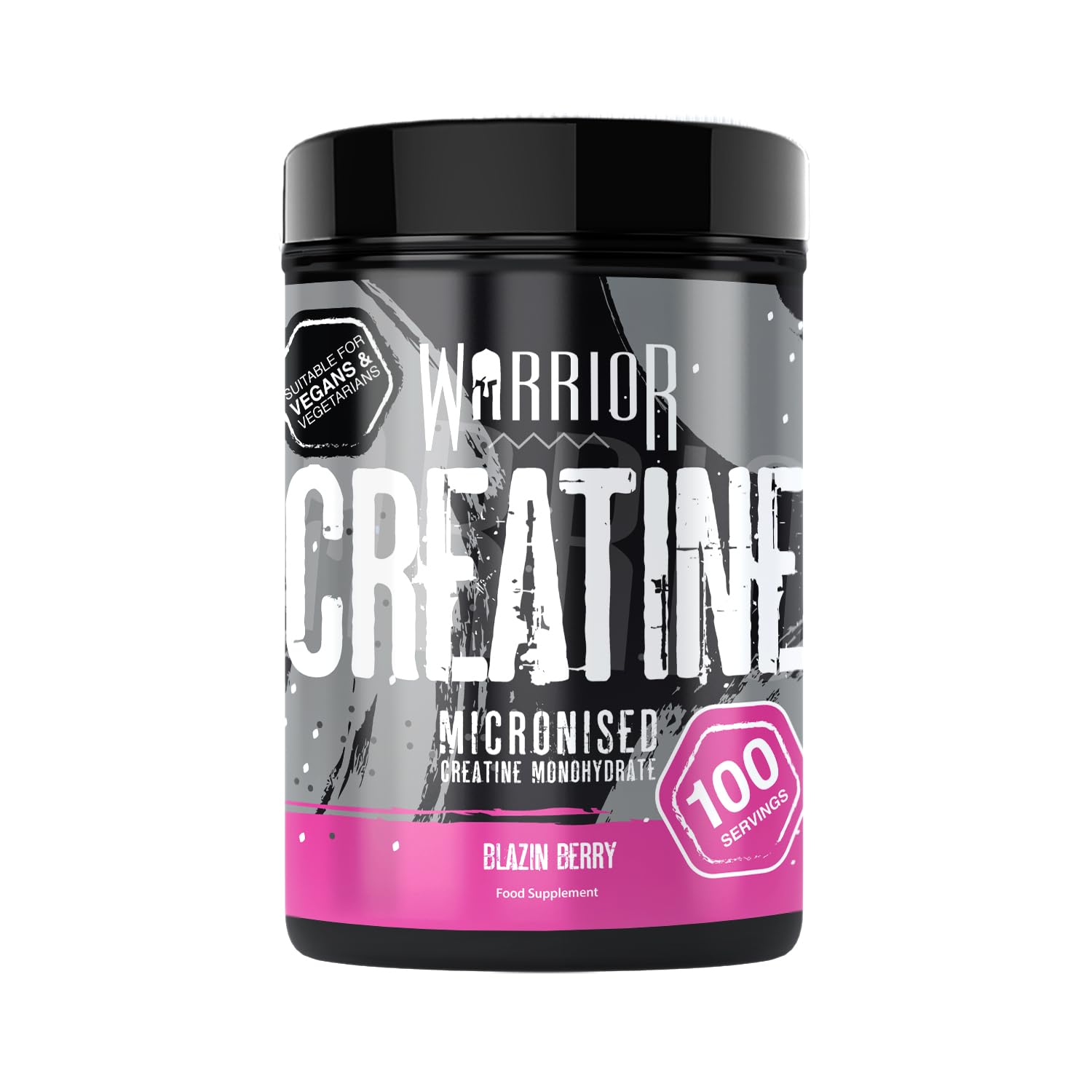 WarriorCreatine Monohydrate Powder 500g - Pure Micronised Creatine Powder Supplement - 100 Servings - Vegan - for Men & Women - Pre & Post Workout Strength, Muscle Growth & Recovery (Blazin Berry)