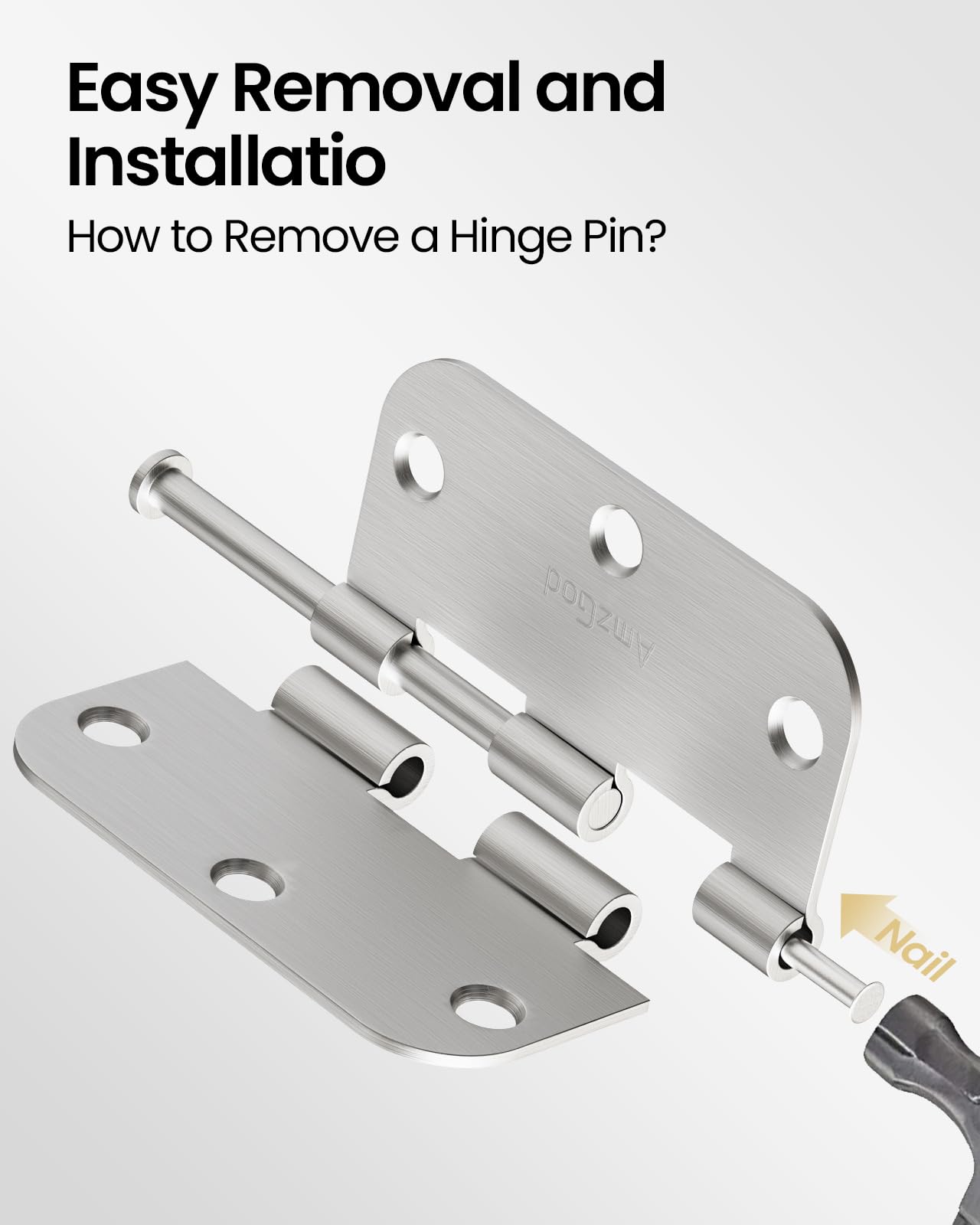 Bisagras de puerta de níquel cepillado – Paquete de 42 bisagras de puerta redondeadas de 3.5 pulgadas con radio de 5/8 pulgadas de níquel satinado para puertas interiores y exteriores