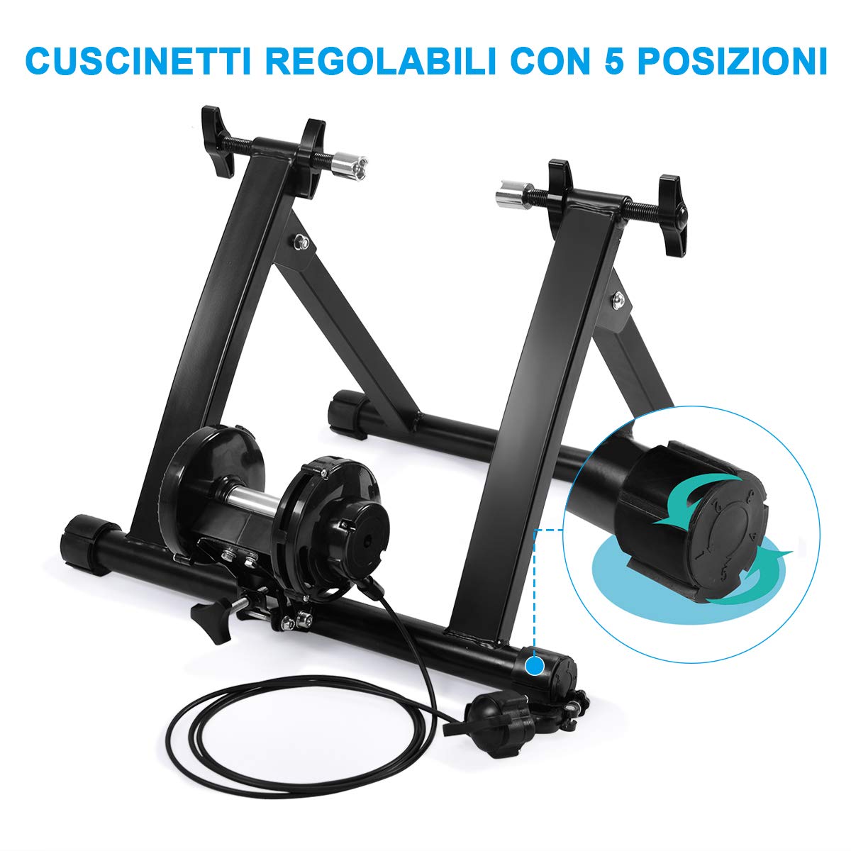 Rullo Allenamento Bici GOPLUS - Pieghevole, Per Ruote 26-28 Pollici, Portata 150 Kg, Nero - Foto 10