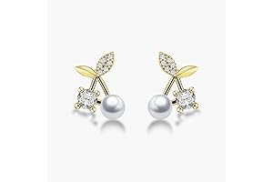 Sensitive Ears S925 Sterling Silver Post Cherry Flower Butterfly Drop Hypoallergenic Stud Earrings