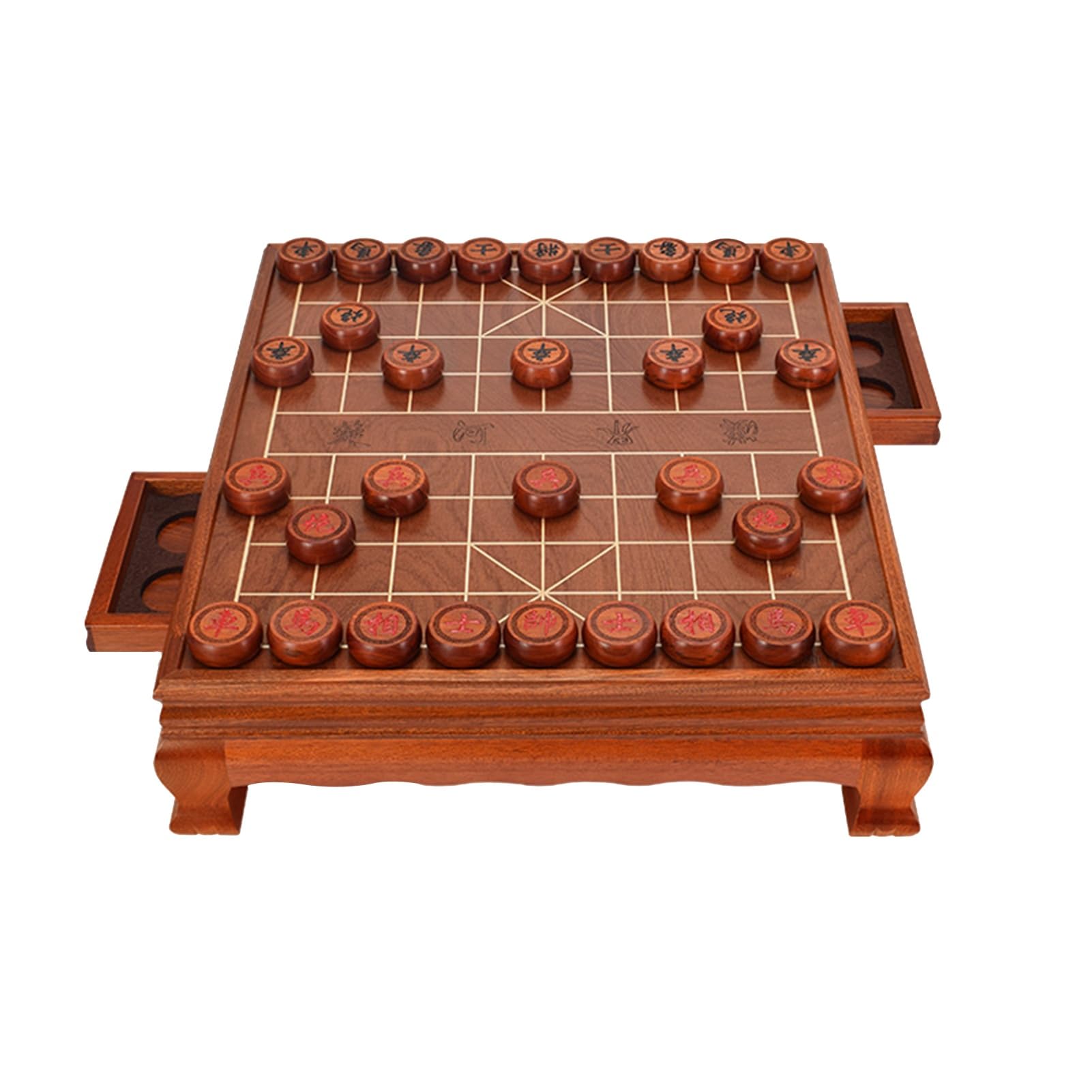 Juego de mesa de ajedrez chino clásico Xiangqi con piezas de jade, juego de ajedrez portátil de viaje con tablero de cuero.