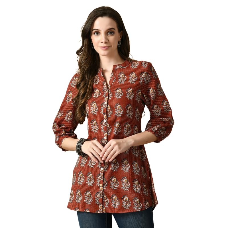 Image of Meesan Women's Casual Ethnic 3 /4 Sleeve Printed Tunic