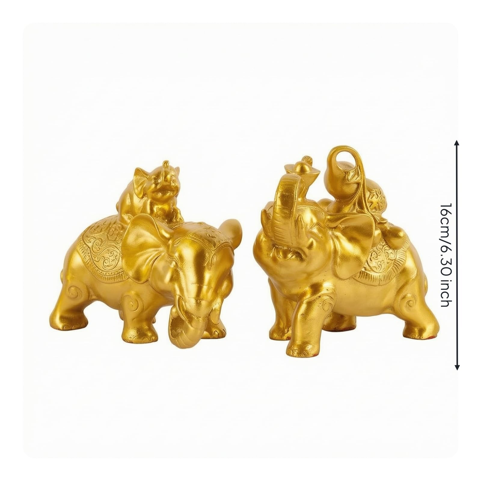 F Fityle Paquirmos Latón Dorado talles Grabados en Relieve, Figuras paquirmos, para Mesa, 16CM