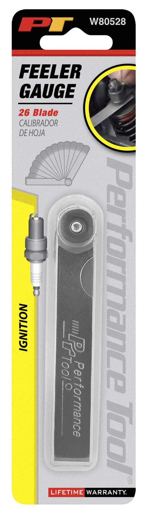 Performance Tool W80528 26-Piece Straight Blades Feeler Gauge Set for Precise Engine Measurements in SAE and Metric Sizes from .0015 to .635 mm