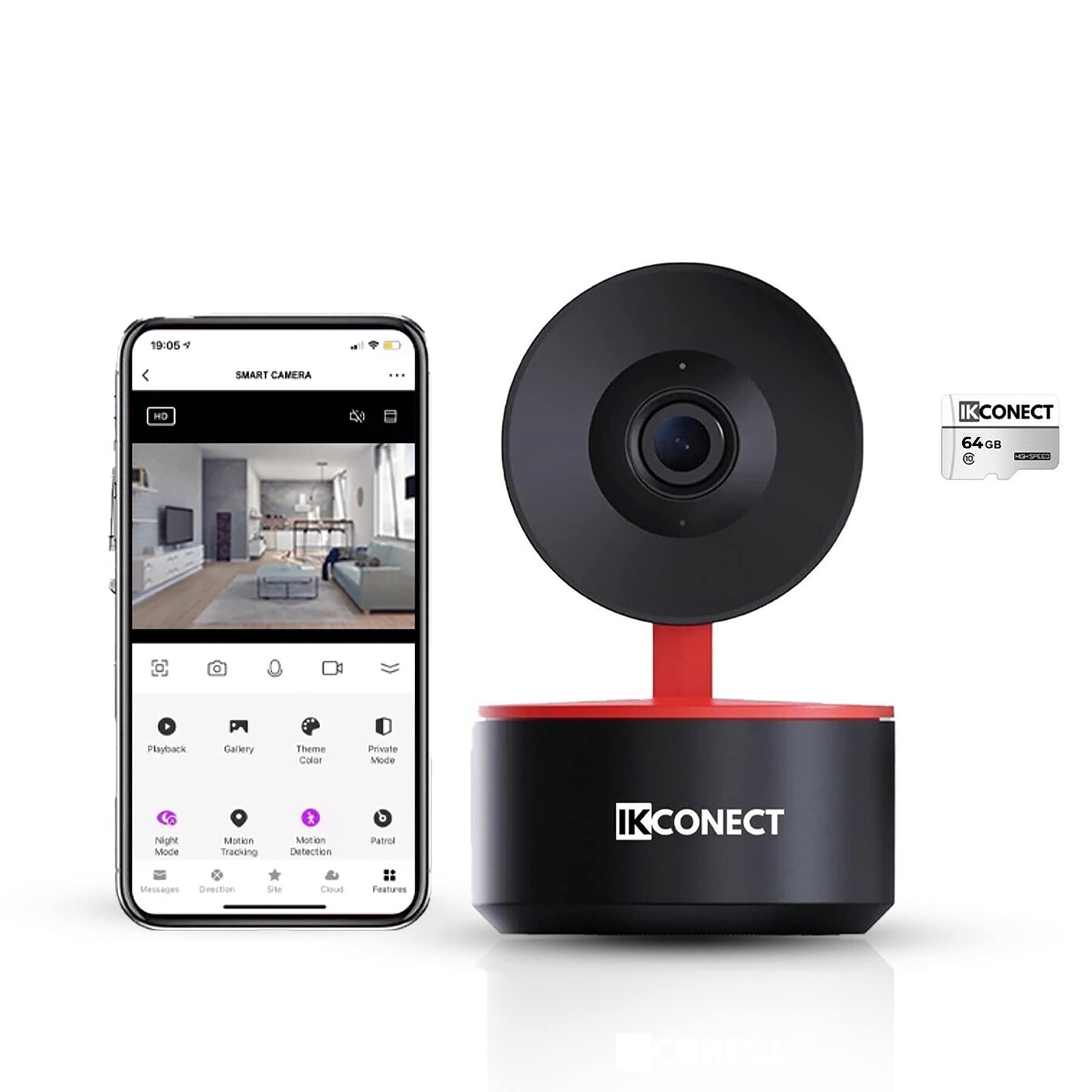 IKCONECT WiFi Indoor Security Camera 1080p HD, 360 PTZ Cam Smart AI Tracking, Night Vision, Motion Detection Alerts, 2 Way Audio, Remote View CCTV. Baby Monitor 2.4GHz Works Alexa & Google
