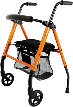 Folding Rollator Walker with Seat & Bag Height Adjustable & Mobility Lightweight Rolling Adult Walker for Elderly & Senior