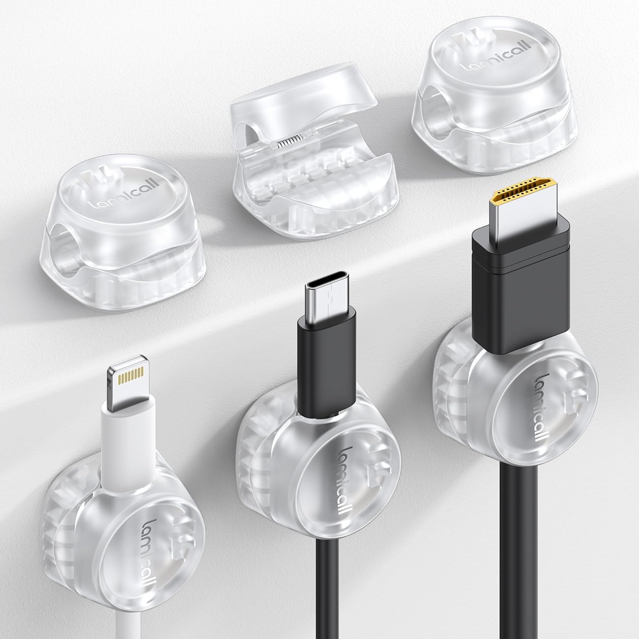 6Pack Cord Organizer, Office Desk Accessories - Lamicall Clear