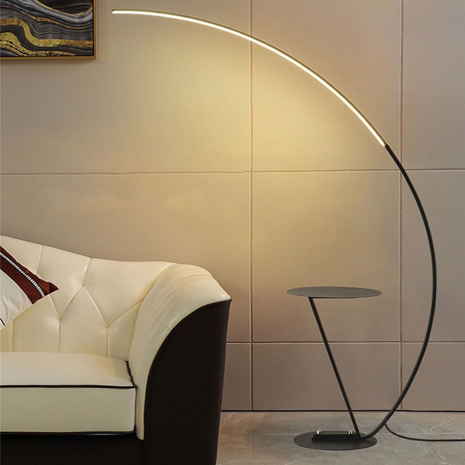 Luce da terra Lampada da terra ad arco for soggiorno, lampada con tavolo, contemporanea sopra il divano for camera letto e ufficio Lampada d'angolo