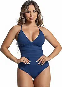 Maiô Feminino Frente Única Com Bojo Cortinão Removível Elegante Disfarça Barriga Orla da Praia