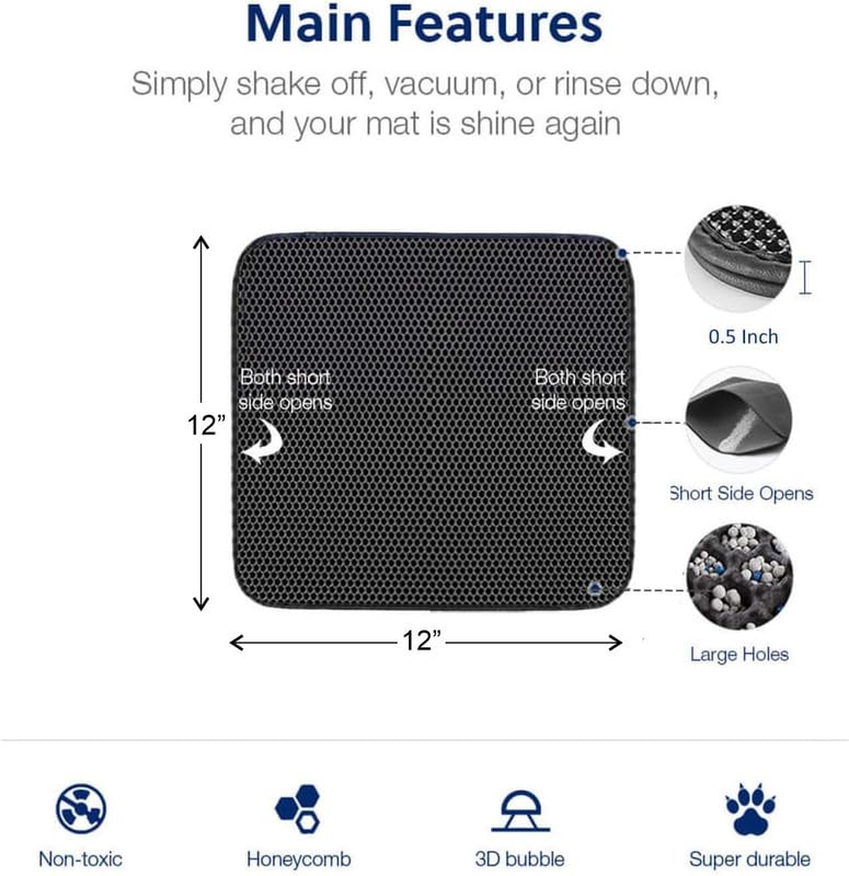 Simonpac-Cat-Litter-Mat-12-In-X-12-In-Litter-Mat-Double-Layer-Open-Edge-Design-Waterproof-Urine-Proof-Trapping-Eva-Material-Durable-Washable-Cat-Litter-Box-Cat-Litter-Tray-Black-1-Count