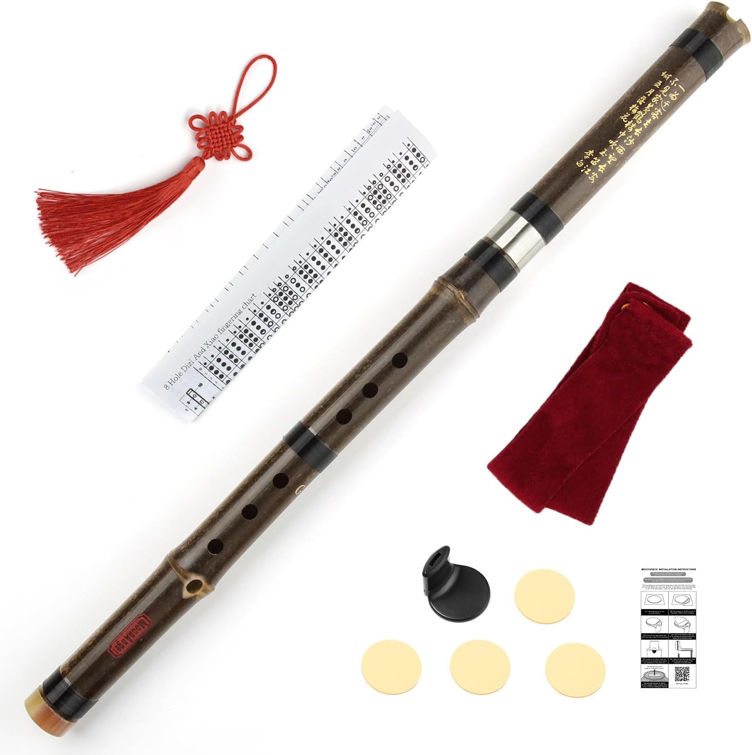 Left Hand Vertical Bamboo Flute Xiao Traditional Chinese Dong Xiao Musical Instrument Woodwind Music Instrument Xiao Flute (Key G)