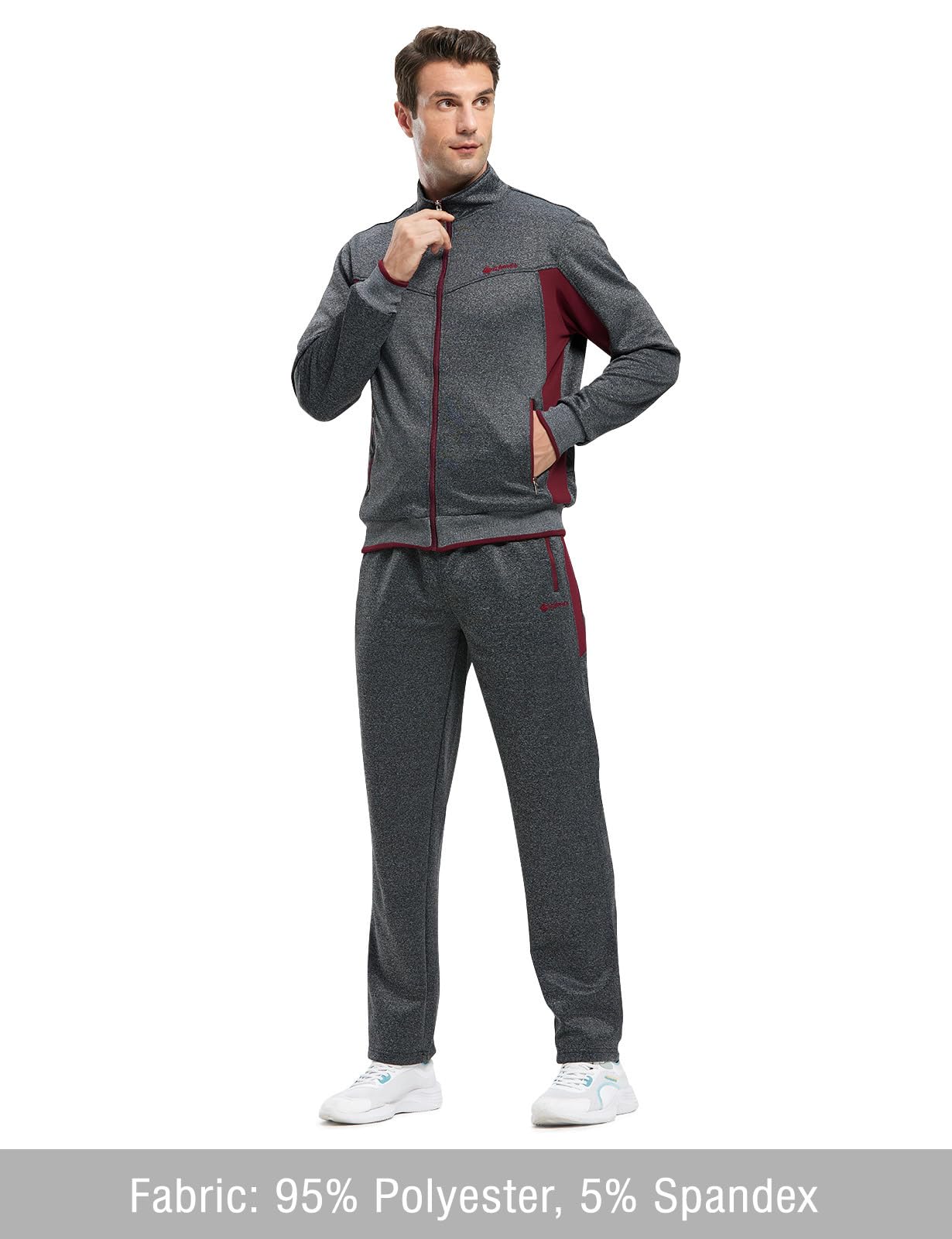 TBMPOY Tuta da allenamento da uomo, per uomo, set da 2 pezzi, casual, atletico, jogging, caldo, con chiusura lampo