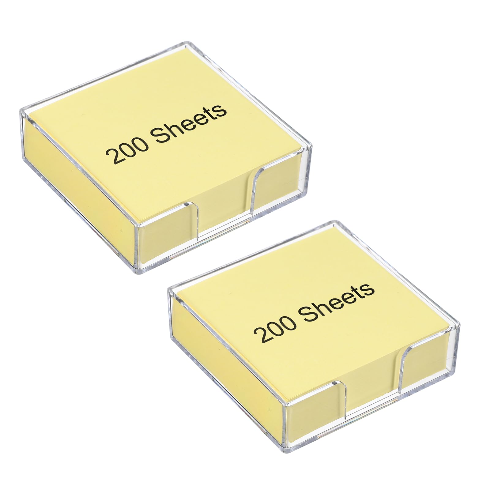 PATIKIL 3x3 Inch 2 Pcs Sticky Note Holder with 200 Sheets Self-Stick Note Memo Pad Dispenser Office Desk Organizer Supplies for Home Office Desktop, Yellow