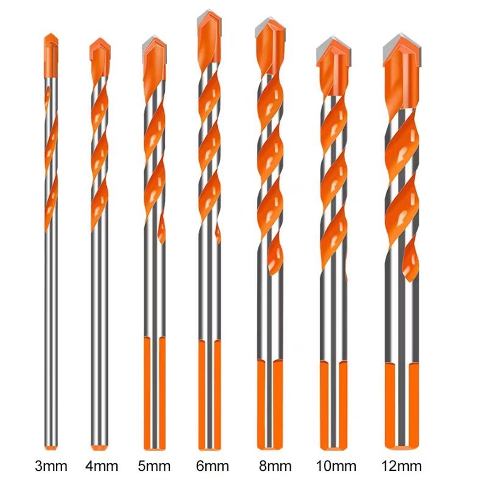 Set Da 7 Pezzi Di Punte Triangolari Filettate In Carburo Tungsteno 3-12 Mm For Piastrelle Parete E Trapano For Calcestruzzo Su Ricambio Elettrici Portatili