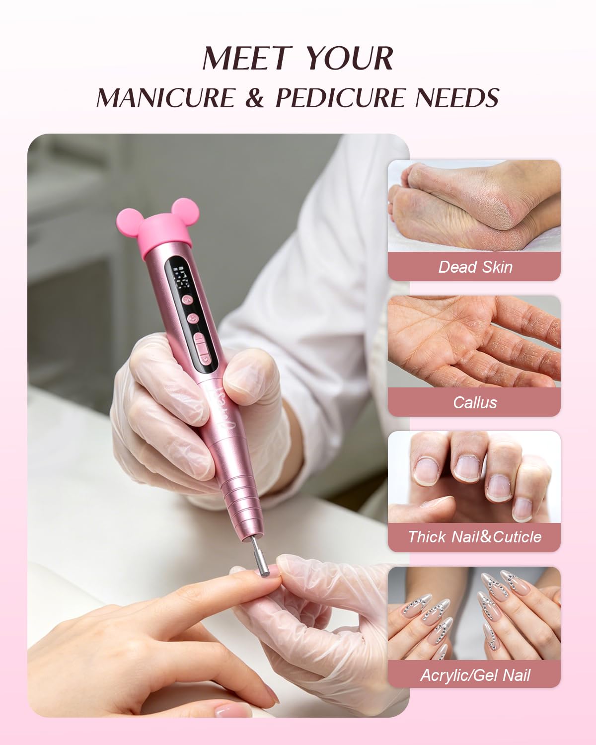 JOREST Lime a Ongle Electrique, Ponceuse pour Ongles Sans Fil 13 en 1, Ponceuse Pieds Pédicure Professionnel, 35000 tr/min, 6 Vitesses Réglables, Convient Aux Débutants, Portable et Rechargeable