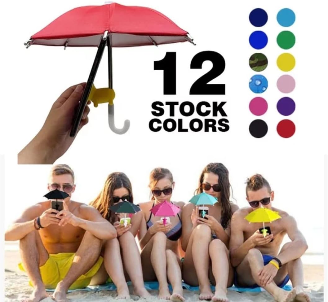 Mini Phone Umbrella Stand Anti-Reflection Block - bike motorbike Phone Stand Sun Visor, Sun Shade Cover, Sun Shield wSuction Cup Mount Phone Holder Glare (Blue-Water drops design) حاجب مظلة الهاتف)