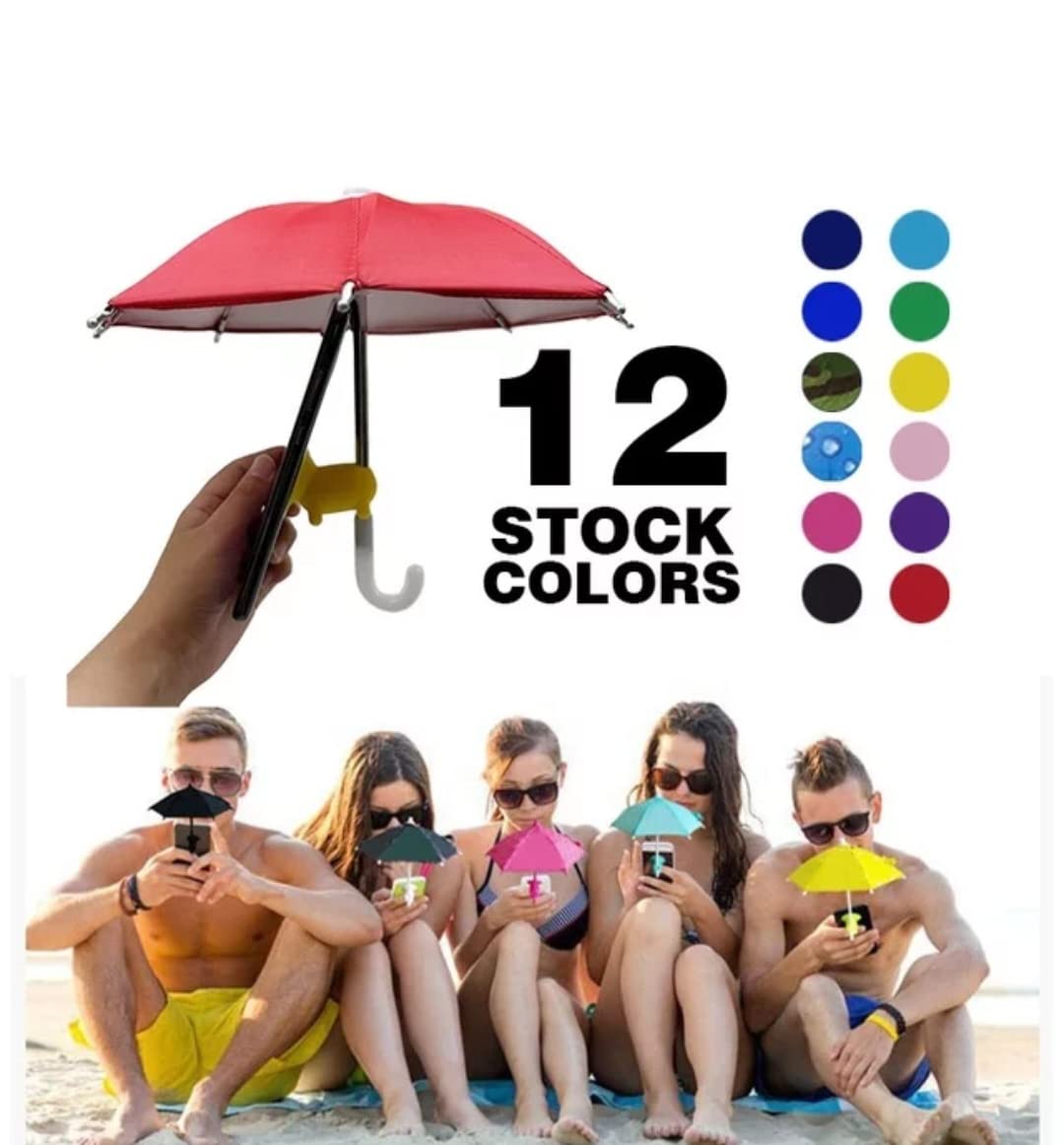 Mini Phone Umbrella Stand Anti-Reflection Block - bike motorbike Phone Stand Sun Visor, Sun Shade Cover, Sun Shield wSuction Cup Mount Phone Holder Glare (Blue-Water drops design) حاجب مظلة الهاتف)