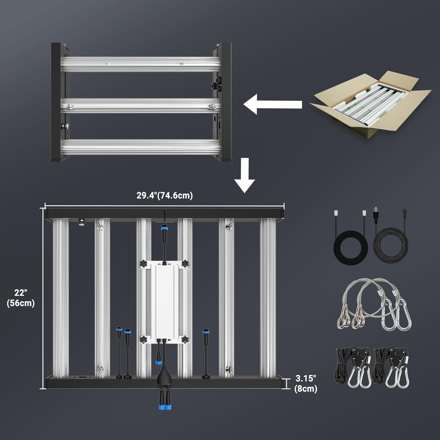 Unfolding and assembly diagram of the grow light