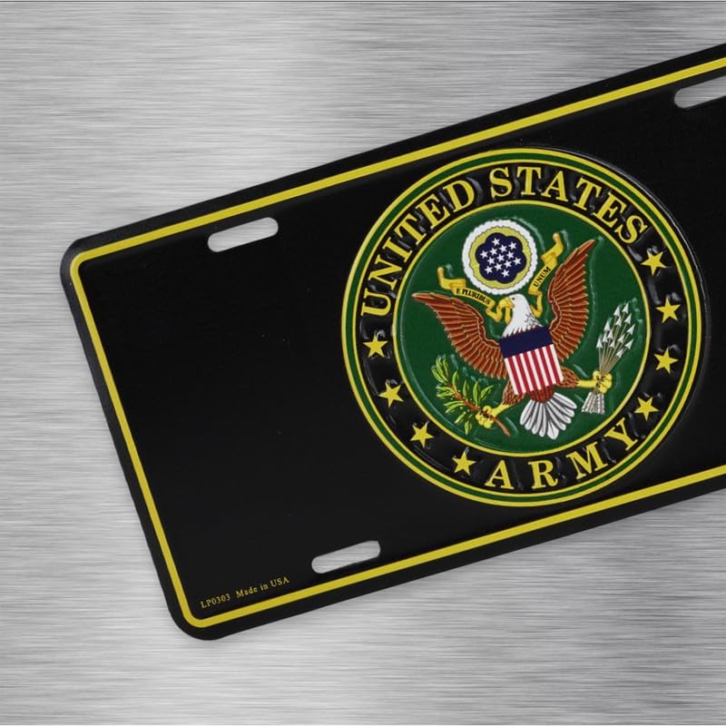 License Plate with United States Army Logo | Standard Size 6" x 12", License Plate of Cars, SUVs, Trucks and minivans Aluminum 4 Holes|Universal fits Officially Licensed