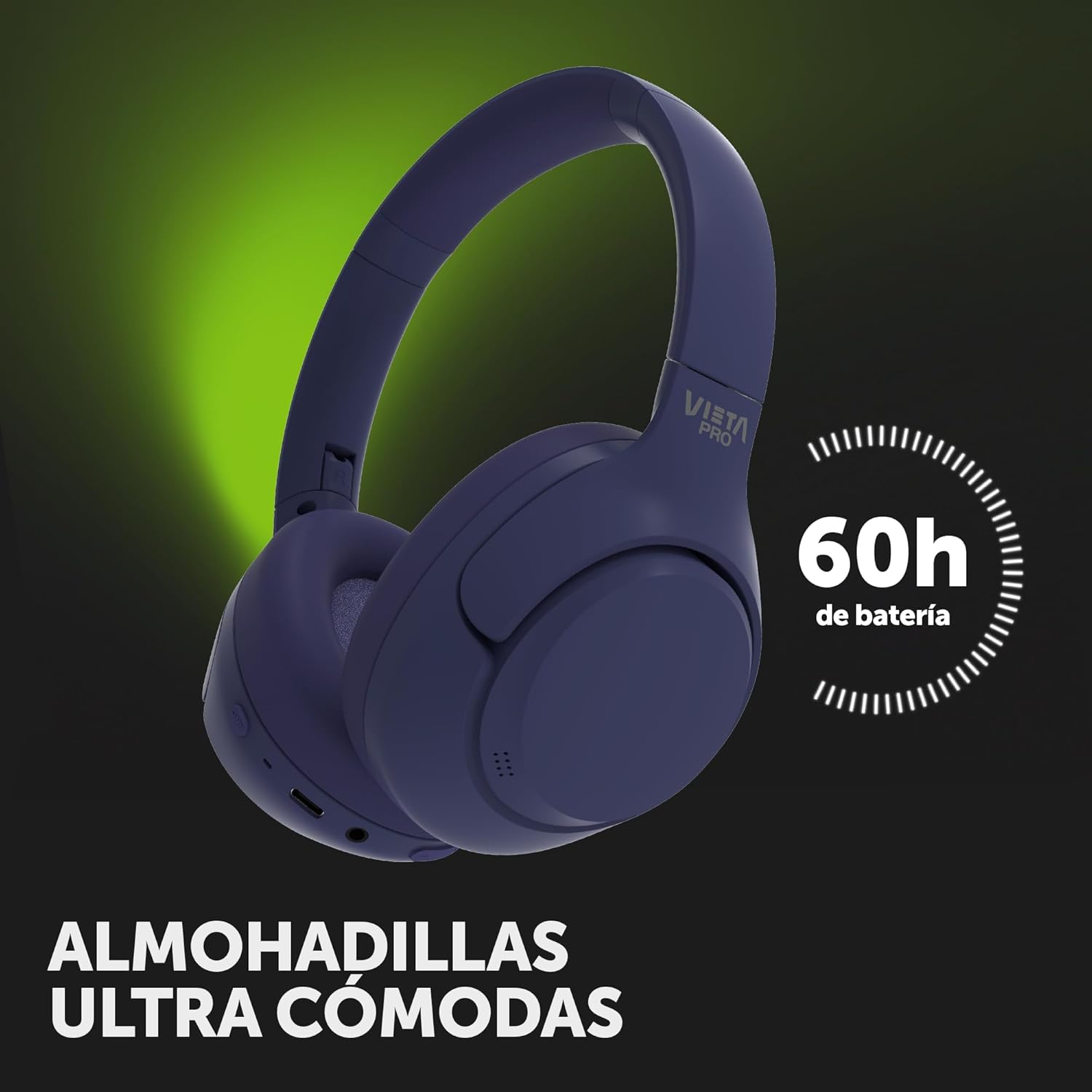 Vieta Pro Calm 2 headphones with 60-hour battery life indicator