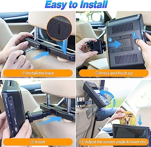 DESOBRY Auto DVD Player 10,5 Zoll 2 Monitore Kopfstütze 2 Kopfhörer HDMI Eingang AV Kabel, Kinder Fernseher Unterstützt 1080P, Auto-Bildschirm Unterstützung USB/SD, Last Memory