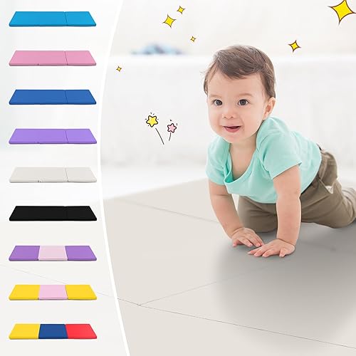 Miniatura 30 de Giantex Colchoneta de gimnasia de 6 x 2 pies, tapete plegable de 2 pulgadas de grosor con cierre de gancho y bucle, tapete de gimnasio plegable