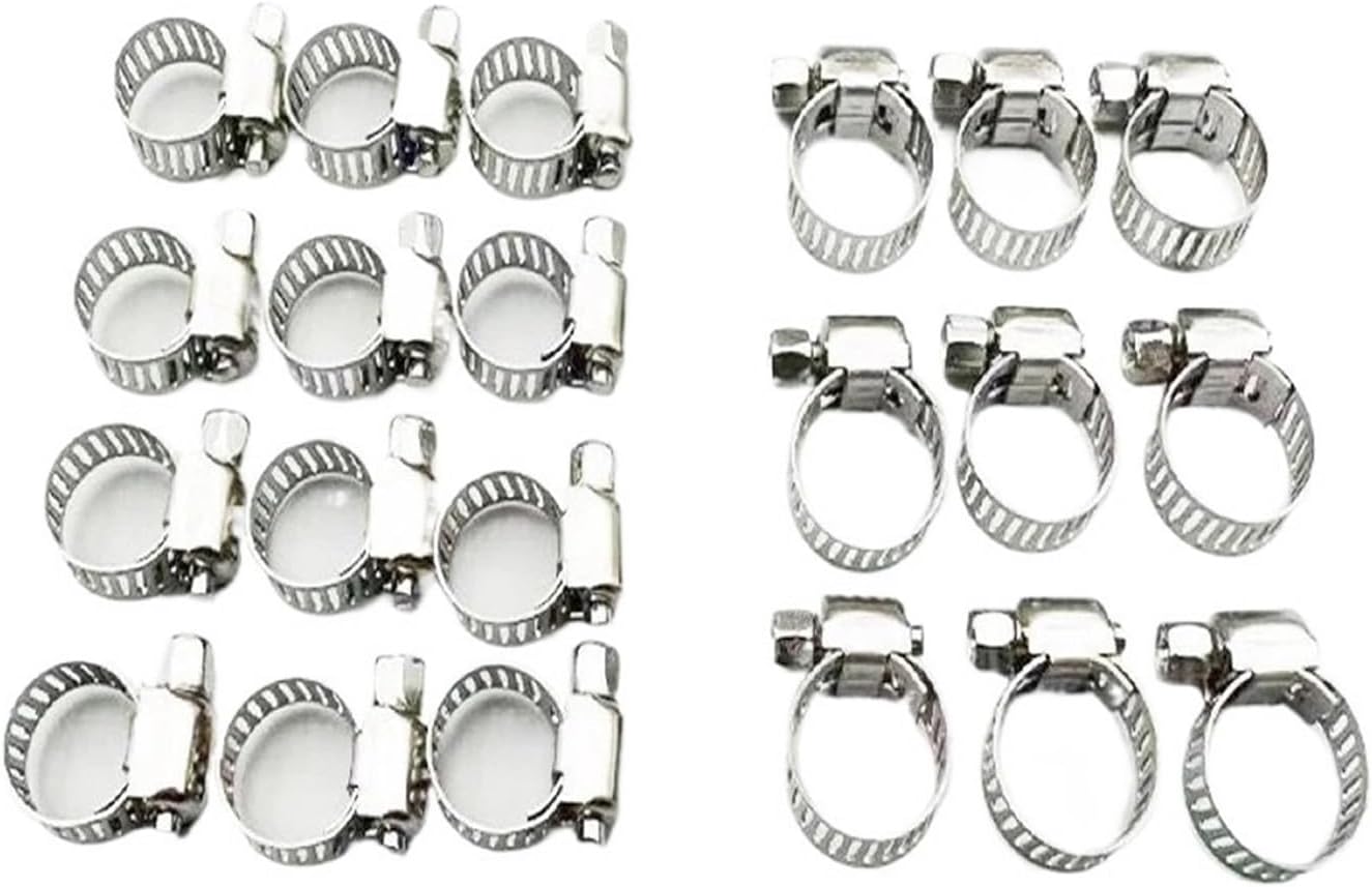 10pcs/20pcs 6-44mm Adjustable Stainless Steel Screw Band Hose Clamps Car Pipe Clamp Worm Gear Clip(Black,20pcs)