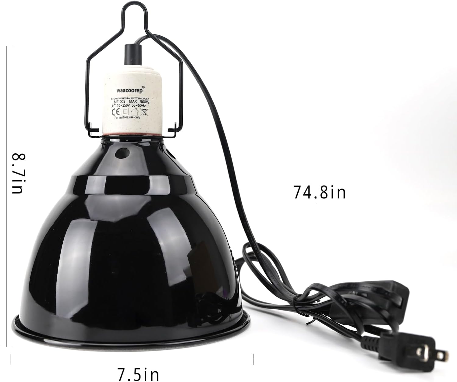 Reptile Light Fixture 2 Pack 7.5Inch Deep Dome Lamp Fixture,Optical Reflection Reptile Heat Lamp Bulb Lampshade for Bearded Dragon, Turtle, Snake and Lizard Terrarium