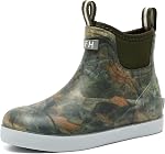 Homtechly Rain Boots for Men Waterproof Deck Boots Anti-Slip Rubber Boots Ankle Boots Mid Calf Durable Outdoor Work Shoes Garden Boots Slip On Mud Boots for Fishing,Boating and Camping Sailing
