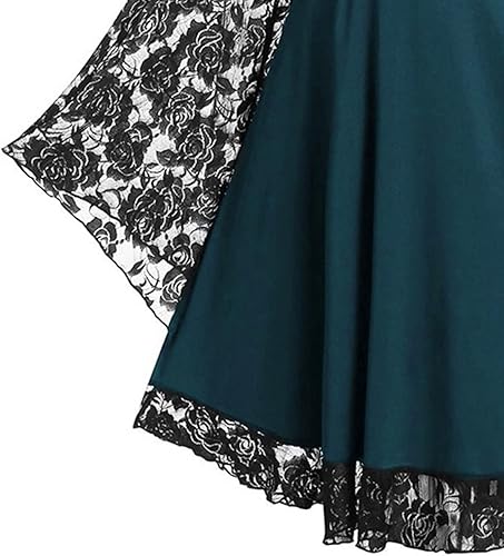 Miniatura 5 de BFAFEN Gothic Dresses for Women Plus Size Cold Shoulder Bell Sleeve Dress Steampunk Hippie Swing Dress