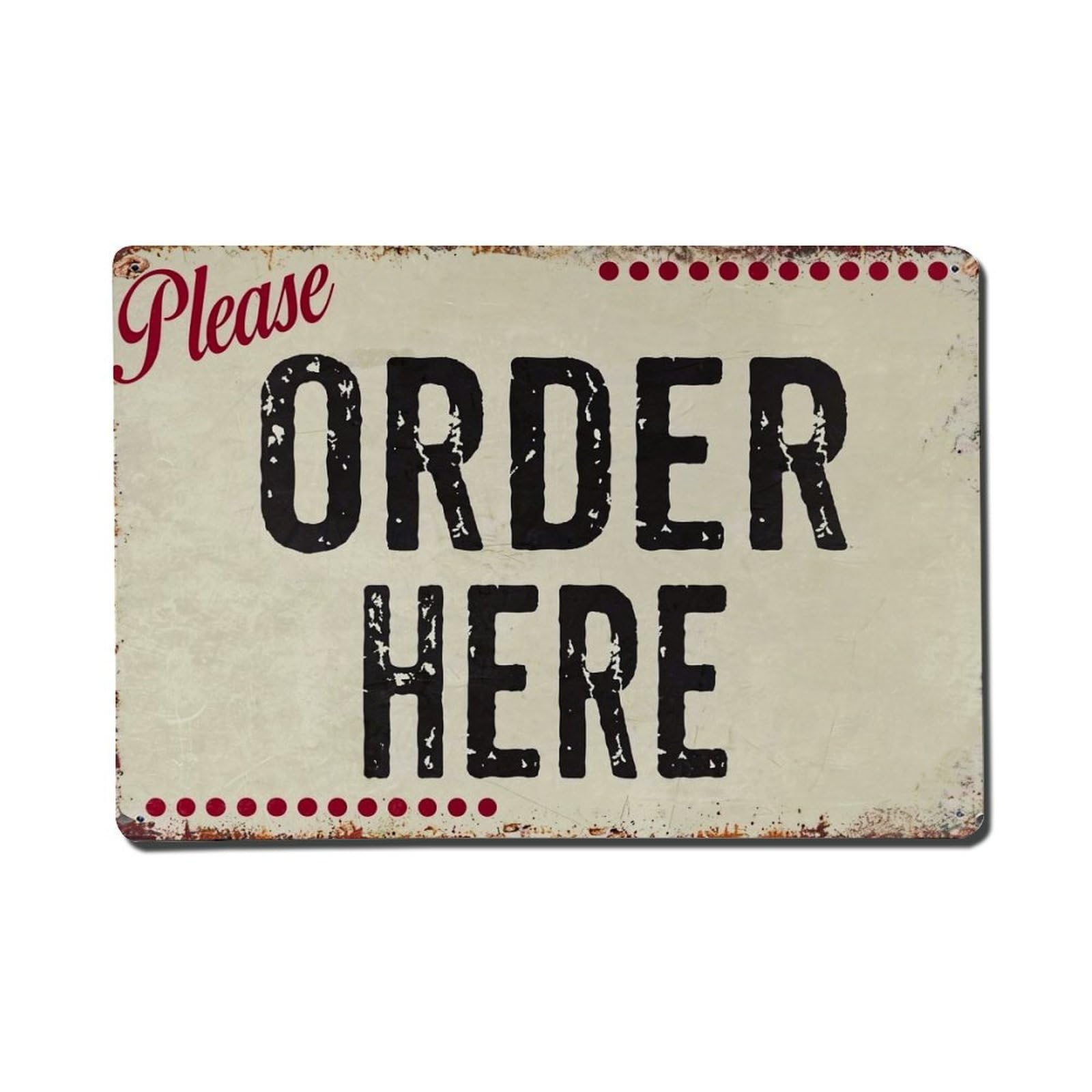 Please Order Here Sign Pattern Vintage Tin Sign Retro Metal Wall Decor Metal Poster, Home Bar Garage Farmhouse Cafe Wall Art Decoration 8x12Inches
