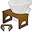 Foldable Toilet Stool, 7.5 Inch Poop Stool for Bathroom, Bamboo Toilet Stool Squat Adult, Collapsible Squatting Potty Stool with Non-Slip Strip - Helps Bathroom Posture and Comfort (Brown)