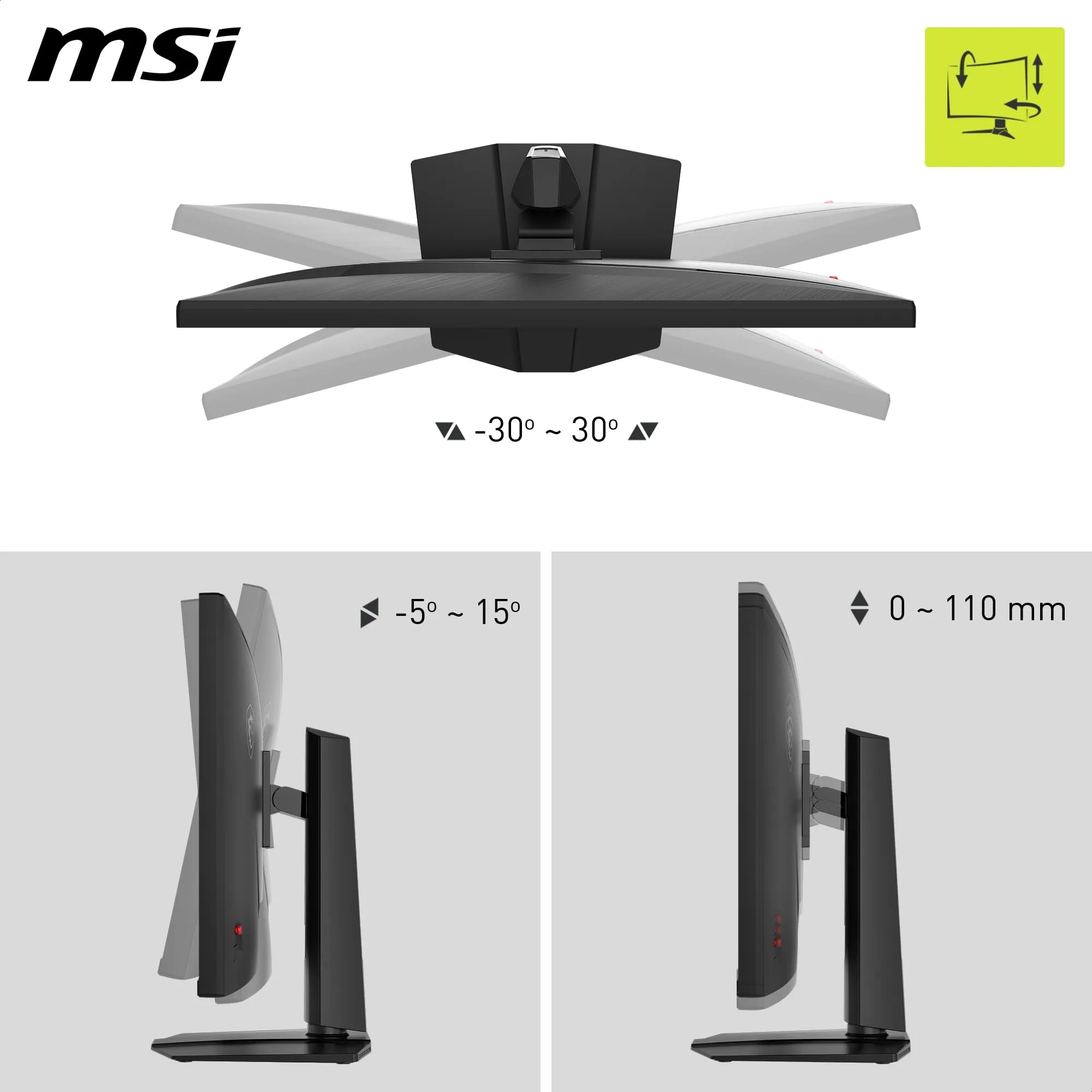 MSI MAG 322URDF E16 Monitor Gaming 32" 4K UHD 3840x2160 Rapid IPS 0,5ms DisplayHDR 400 Protezione Occhi AI Vision Dual-Mode HDMI 2.1 DP 1.4a Supporto Regolabile Inclinazione/Altezza - Nero