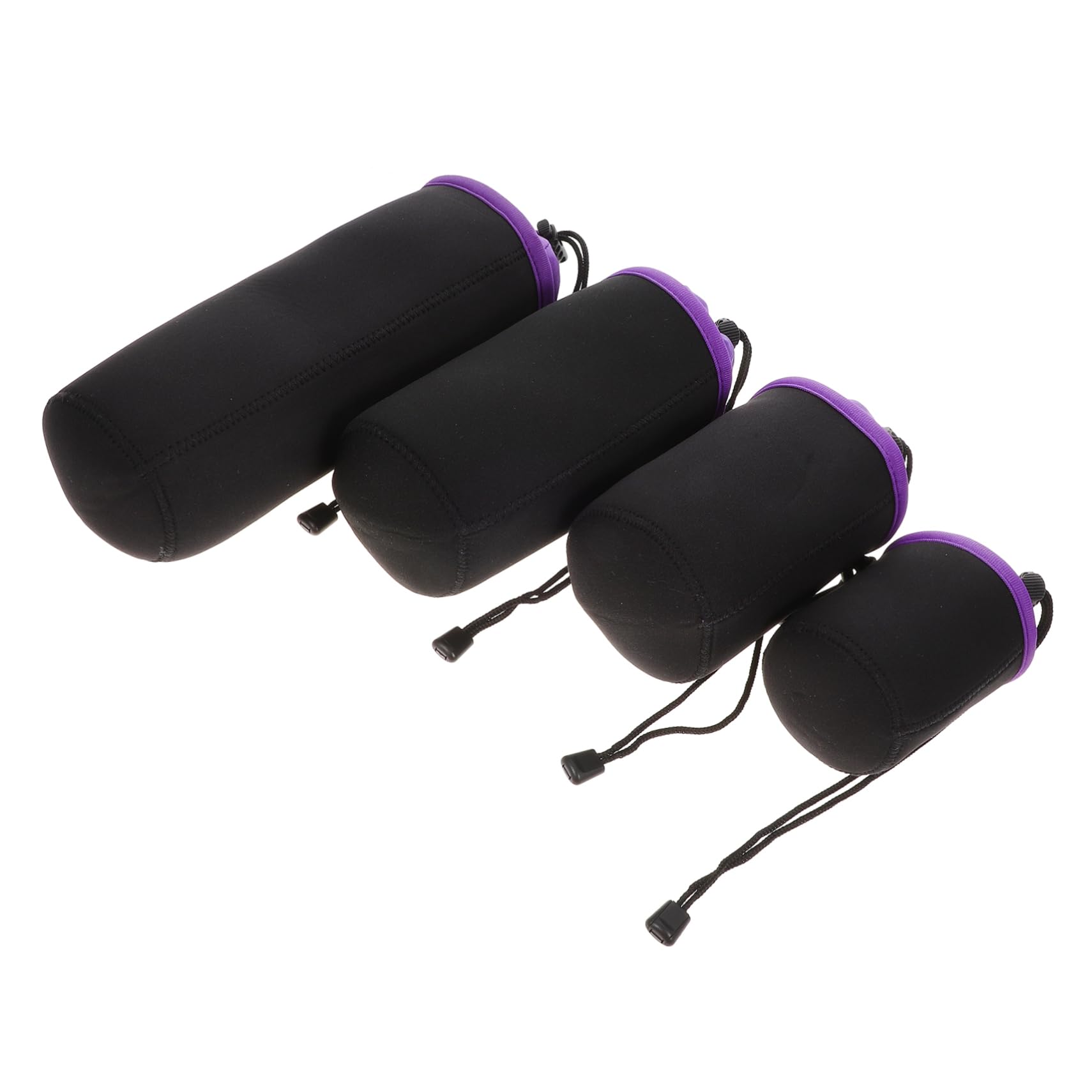 Housoutil 4Pcs Camera Lens Bags Drawstring Storage Pouches for Lens Protection Thick Velour Interior Compatible with Camera Lenses for Travel and Outdoor Activities