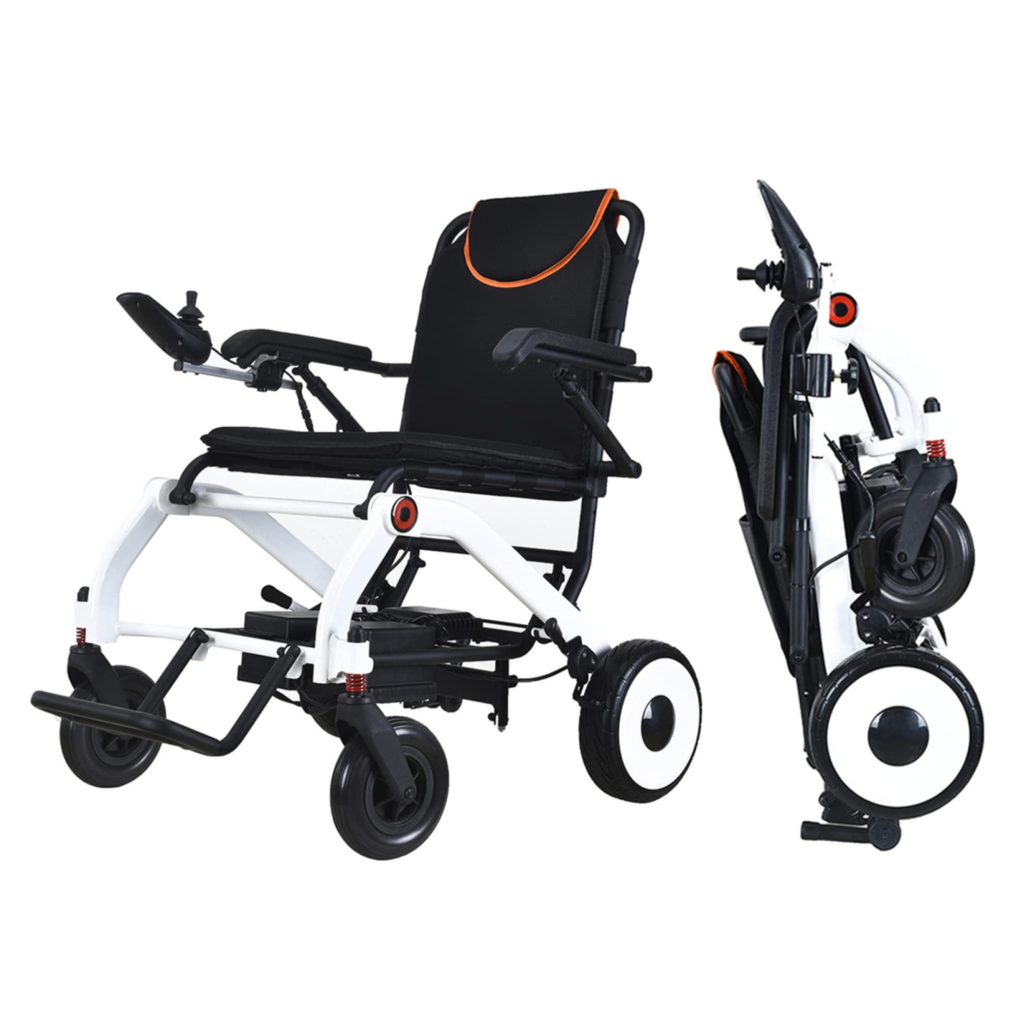 Fauteuil Roulant électrique Pliant léger, résistant aux intempéries, Deux Batteries, Deux Moteurs Posi-Traction, Tout Terrain, Fauteuil Roulant électrique à Manipulation Intelligente
