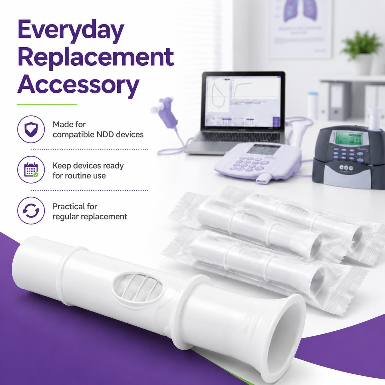 50pcs Disposable Mouthpieces Compatible with NDD Spirometer,Replacement Accessories