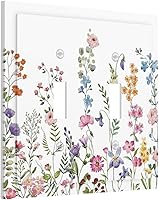 Vista 163 de Placa Cubierta de Interruptor de Luz de Palanca Individual con Diseño de Flor Botánica en Tablero de Madera Rústico Estilo Granja - Placa de Pared