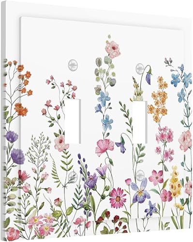 Miniatura 163 de Placa Cubierta de Interruptor de Luz de Palanca Individual con Diseño de Flor Botánica en Tablero de Madera Rústico Estilo Granja - Placa de Pared