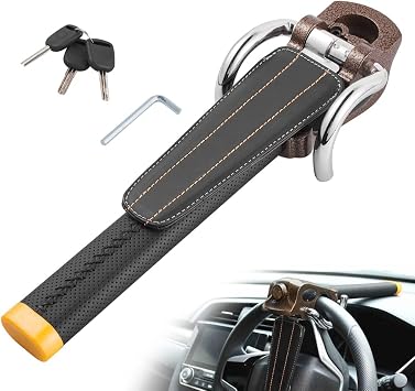 Car Steering Wheel Lock Heavy Duty Anti-Theft Device and Car Security Lock Universal Fit Vehicle Truck with 3 Keys