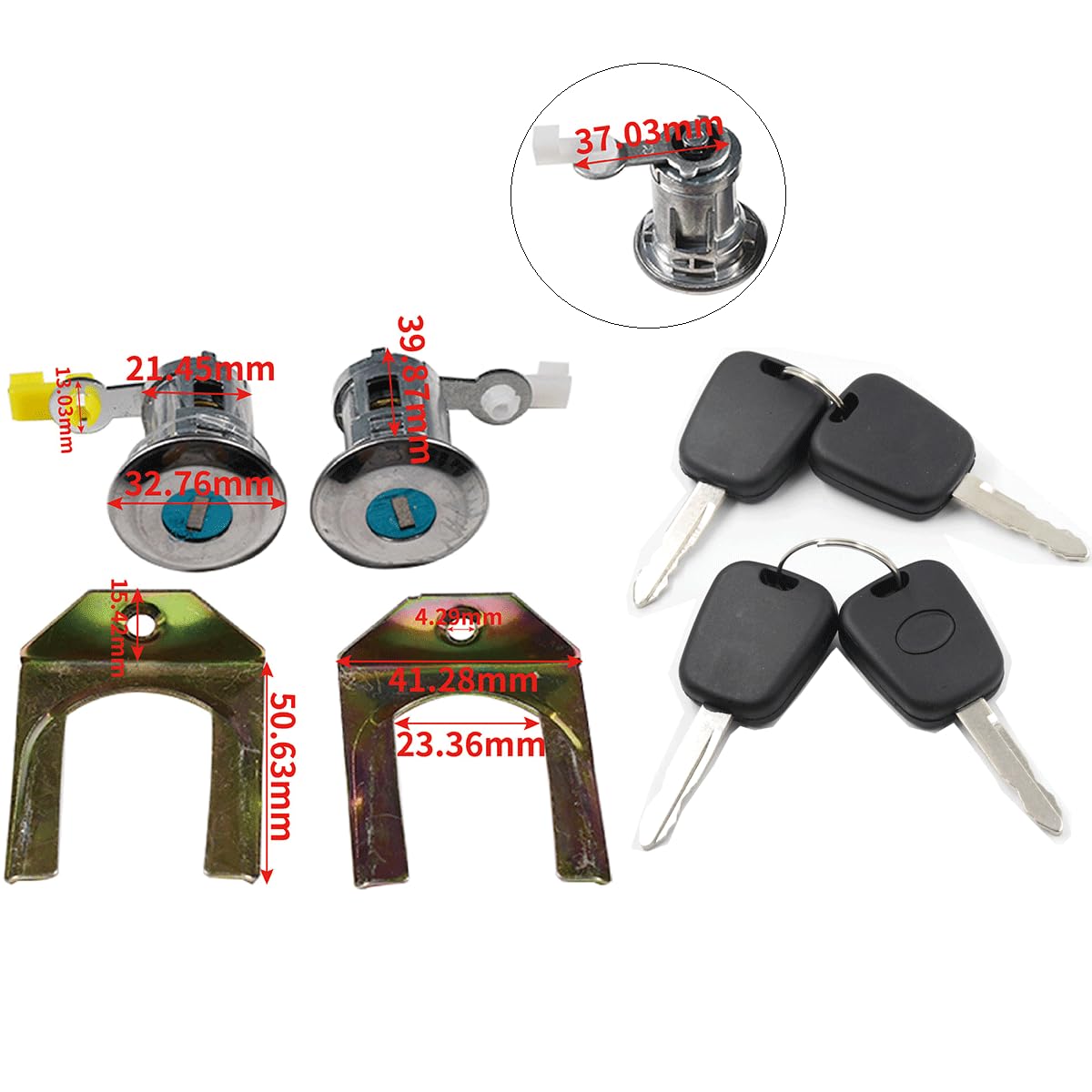 3 set di serrature di accensione e serrature per porte Set cilindri di chiusura con 8 chiavi compatibili con Citroen C1 Peugeot 107 Toyota Aygo 2005-2014