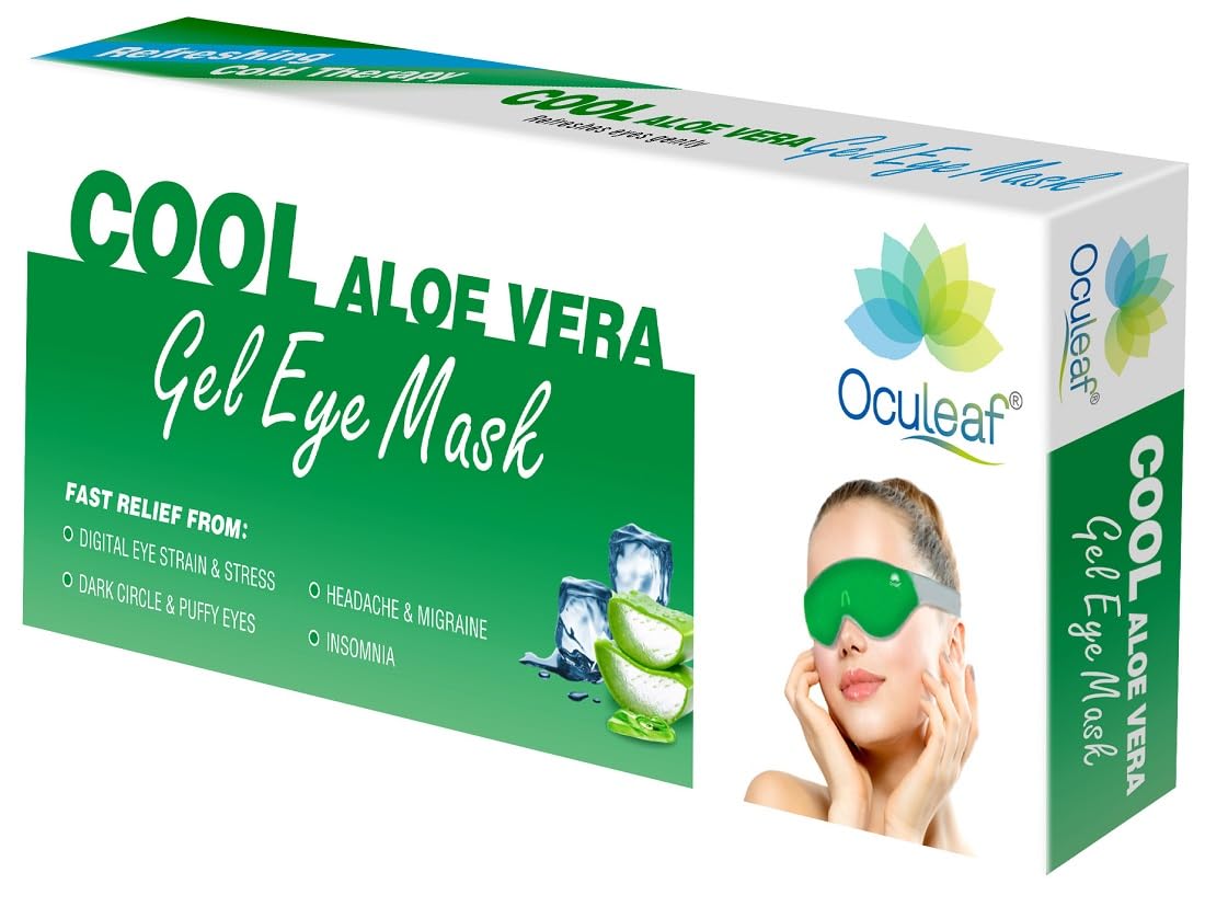 Oculeaf Cool Aloe Vera Gel Eye Mask|Digital Eye Strain & Dry Eyes|Relieve stress (Pack of 1)-image-36